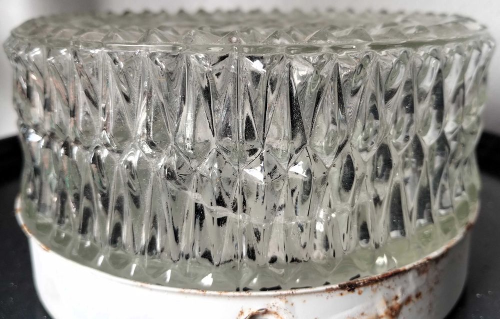 Candeeiro Antigo Tecto Parede Vidro Metal