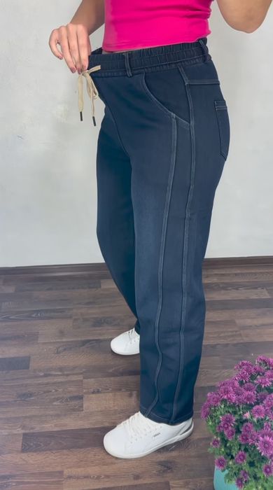 Джинсы багги теплые большого размера