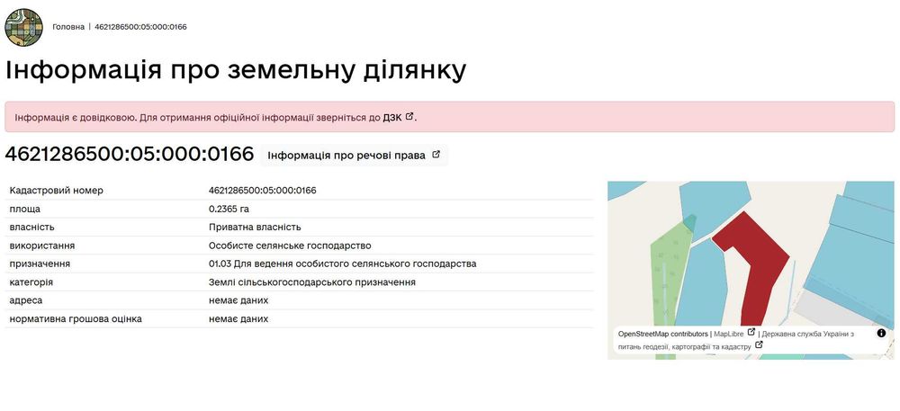 Ділянка у с. Рибник