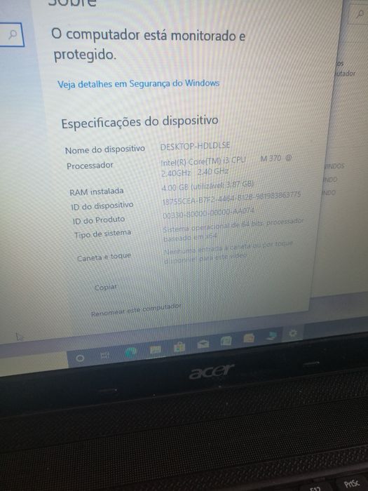 Portátil Acer i3