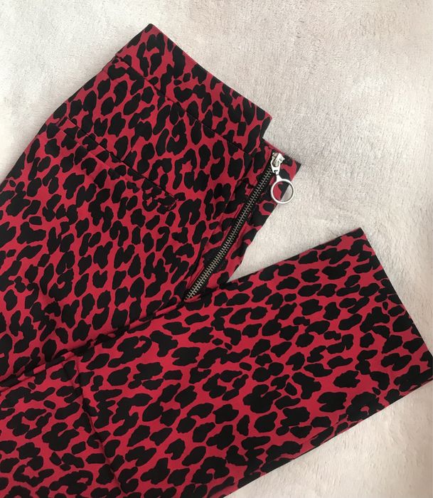 Zara spodnie w panterkę legginsy z wysokim stanem panterka S