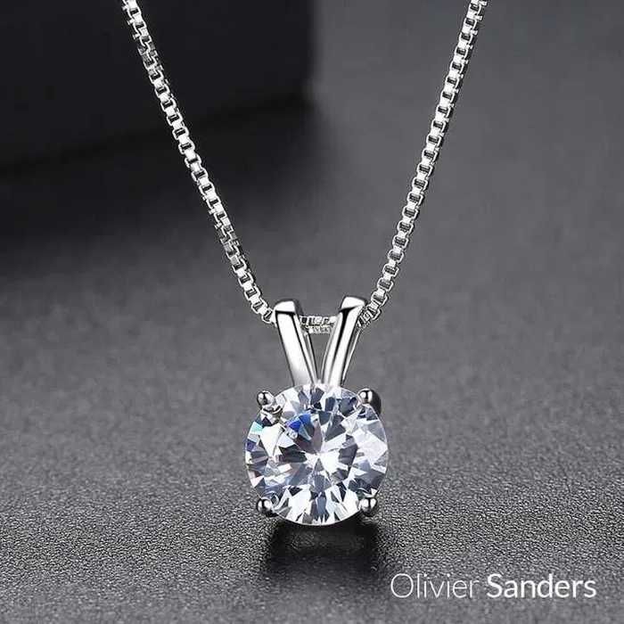 LIKWIDACJA SKLEPU Srebrny Naszyjnik Z Kryształem Celebrytka 925