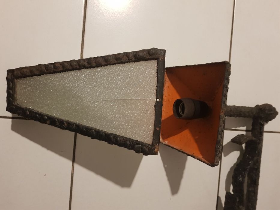 Lampa zewnętrzna komplet PRL stal kuta