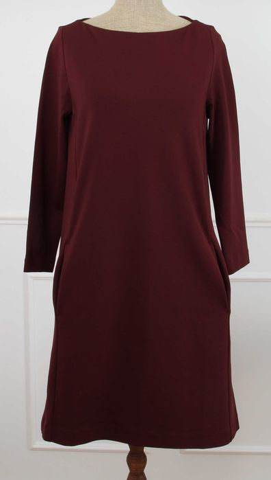 Nowa sukienka damska trapezowa H&M S ciemno bordowa