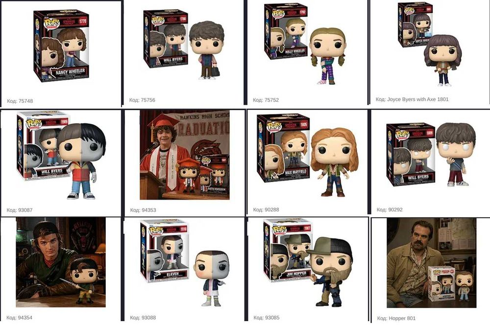 Фігурки Funko Фанко серіали Stranger things, Bridgerton, Wednesday та інші