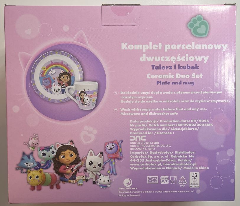 Komplet porcelanowy Koci Domek Gabi kubek i talerzyk