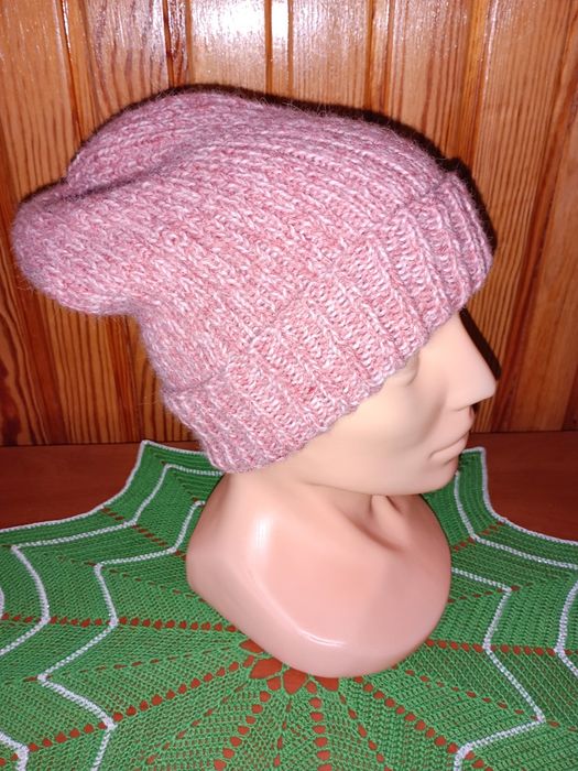 Okazja !!! Czapka robiona na drutach,  beanie,  handmade, rękodzieło.