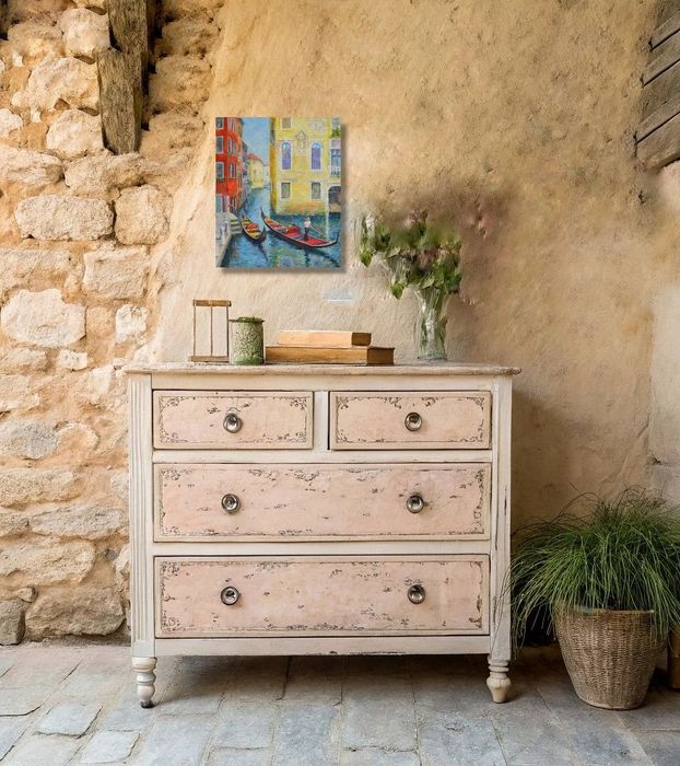 Wenecja.Gondola.Obraz ręcznie malowany na prezent.Weduta od autora.