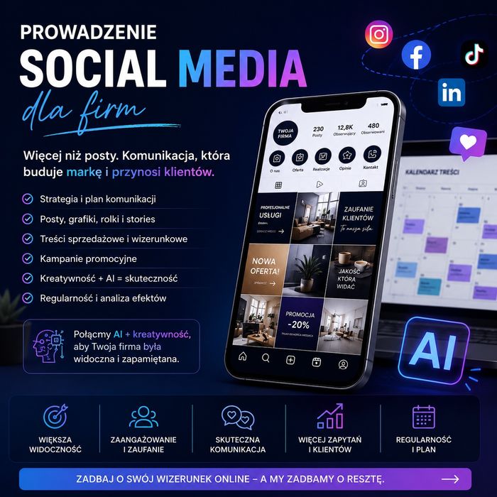 Prowadzenie social media dla firm | Facebook, Instagram, TikTok, LinkedIn
