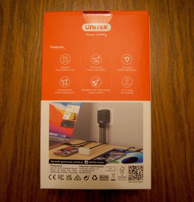 Ładowarka podróżna PD 35 W GaN QC 3.0 USBx3 + USB-Cx2 Unitek