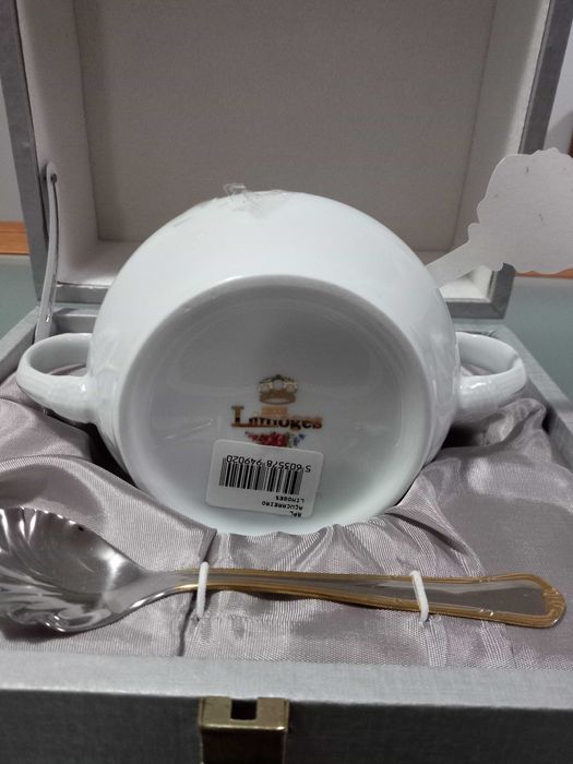 Açucareiro e Colher Novos em Porcelana Limoges