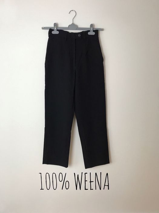 Czarne eleganckie wełniane spodnie Turner Virr, perełka vintage