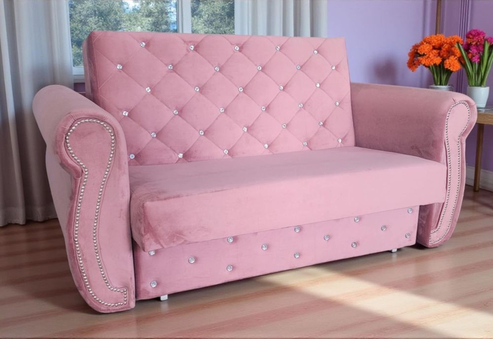 Sofa rozkładana z pojemnikiem łóżko do spania Kanapa Amerykanka 2-os CHESTER Glamour pojemnik spanie