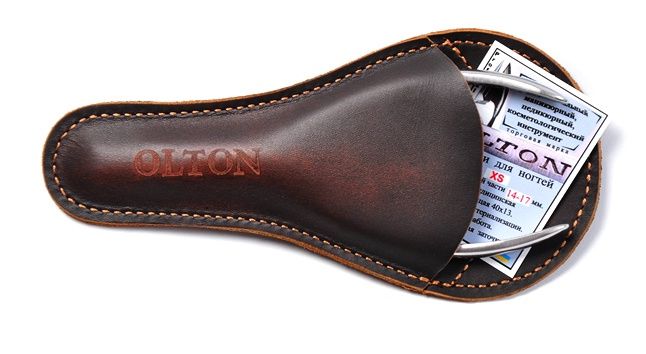 Накожницы Olton M ( 9-10 мм) + чехол из натуральной кожи.