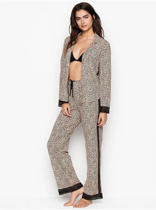 Піжама Victoria's Secret Modal Lace Long PJ Set Leo print