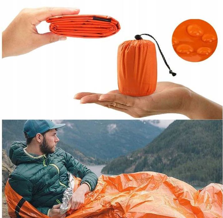 Awaryjny  Śpiwór Ratunkowy BIVI Koc Awaryjny Worek Survival + Gwizdek