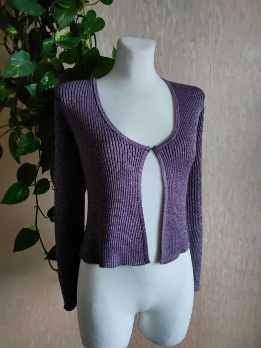 NOWE fioletowe błyszczące bolerko luźne z guzikiem 36/38 S/M Bonprix