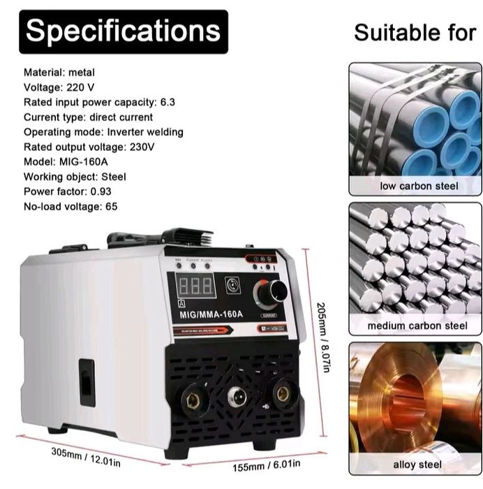 Aparelho de Soldar MIG/ MMA 160A 2 em 1 em Promoção