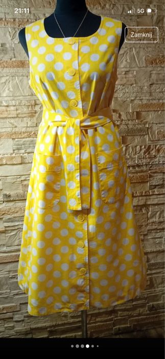 Sukienka bawełniana w grochy vintage /Prl M/L