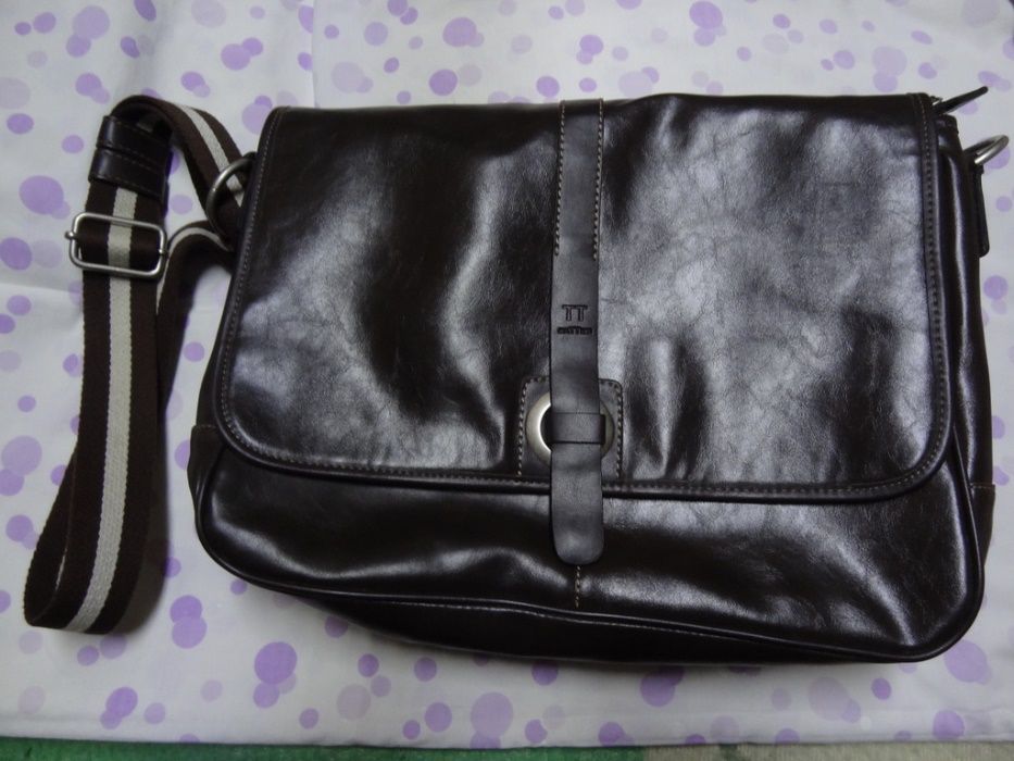 mala Matties em pele verdadeira castanho dá para portatil, nova