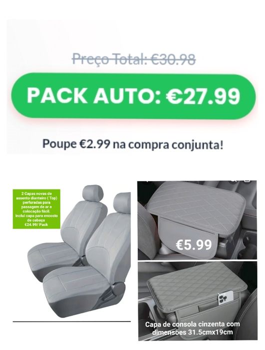 Capas assento automóvel+ Capa Consola Apoio Braços+ Aparafusadora Eléctrica