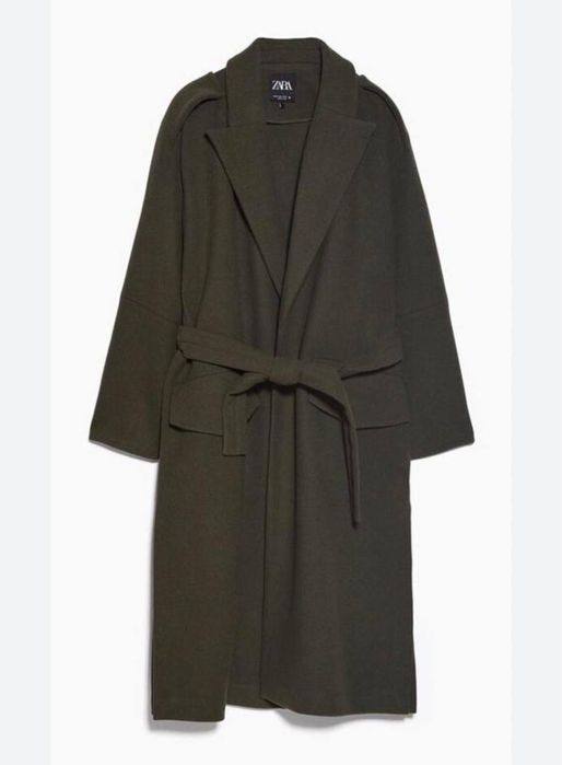 Пальто коліру хакі на весну, вовна