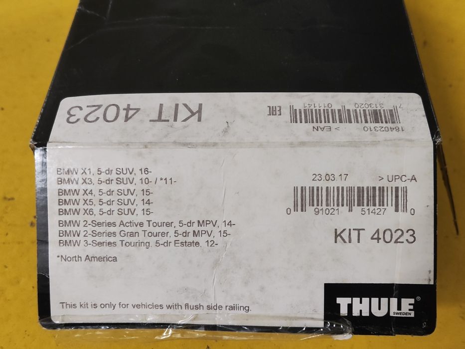 Kit 4023 THULE- BMW Série 3 e SUV X