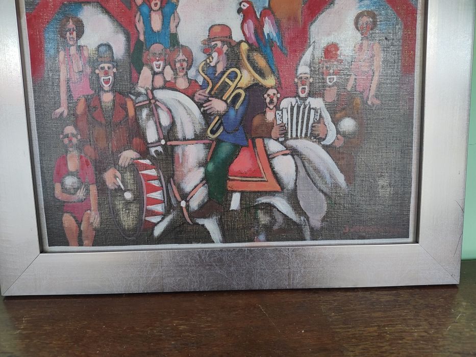 Jan NOWAK (Tychy) - Obraz "CYRK V" 1985 r. (40x40 cm)