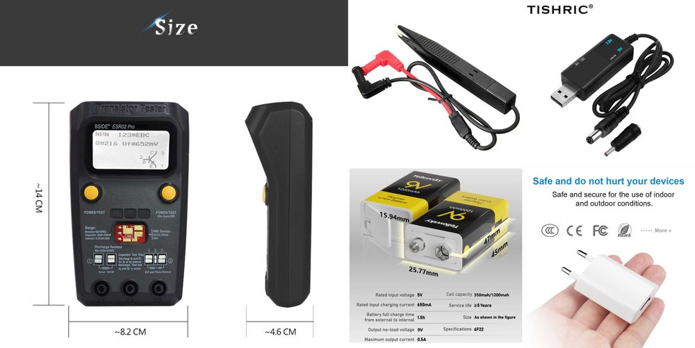 Тестер электронных компонентов BSIDE ESR02 Pro и Zoyi ZT-XT1 Smart мультиметр + тестер электронных компонентов