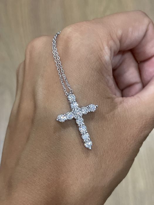 Крестик с муассанитами 1.10ct серебро 925