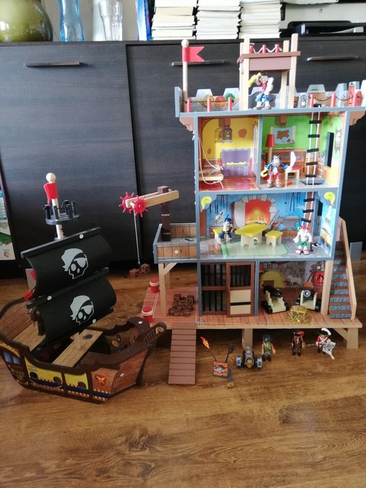 Okazja Kidkraft wielka drewniana forteca piratów ze statkiem 63284 + playmobil