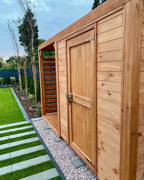 Domek narzędziowy  z drewutnią 3,5 x 1,1m, solidna zabudowa ogrodowa