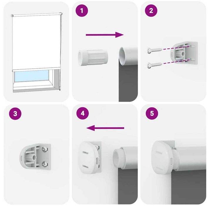 3 Persianas/Cortina de enrolar - NOVO - Azul escuro com adaptador PVC