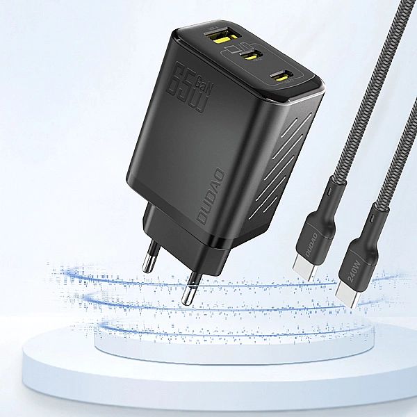 Ładowarka sieciowa Dudao A29/65W GaN 2 x USB-C + 1 x USB-A - czarna
