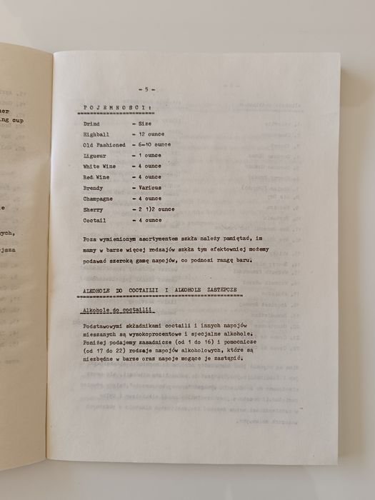 Skrypt szkolenie Barman Mikser skrypt z czasów PRL 1987