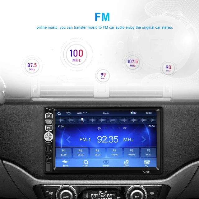 Rádio 1din 7 polegadas 7039B com Carplay sem fios USB BT FM Micro NOVO