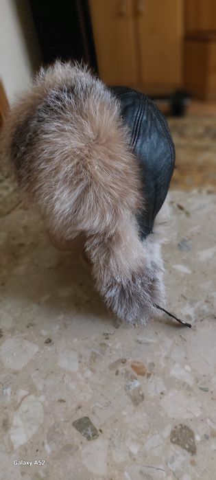 Молодёжная меховая шапка с кожаным .верхом модель АВИАТОР