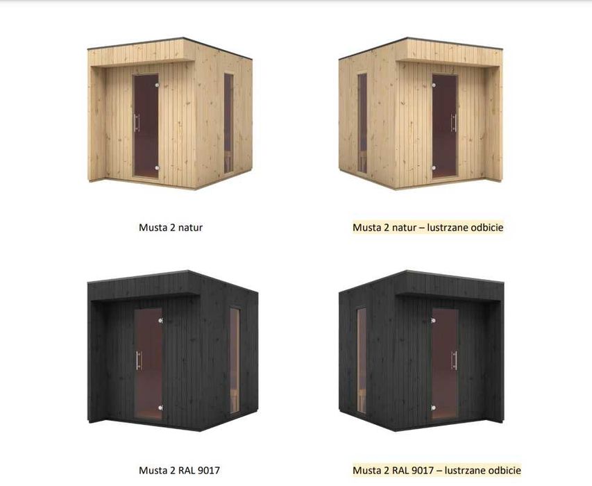Sauna zewnętrzna fińska Musta 2x3 m montaż+zestaw 5 el. gratis