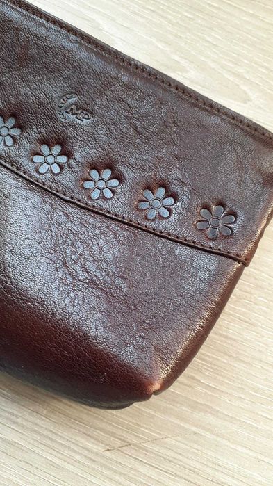 Bolsa castanha pele antiga mulher