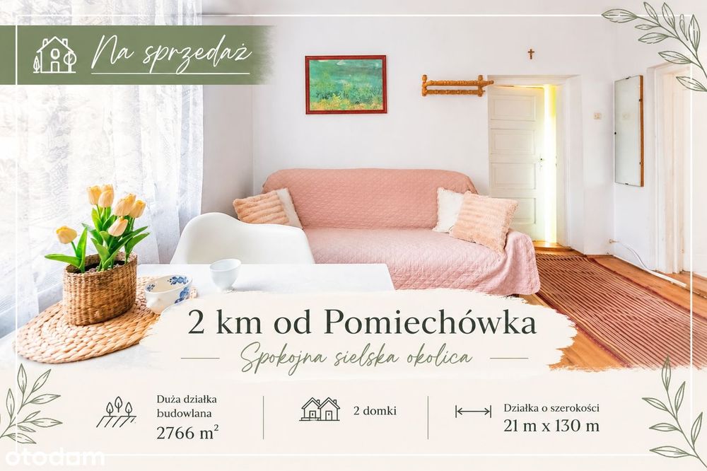 Duża działka | Dwa Domki | spokojna okolica | obok Pomiechówka