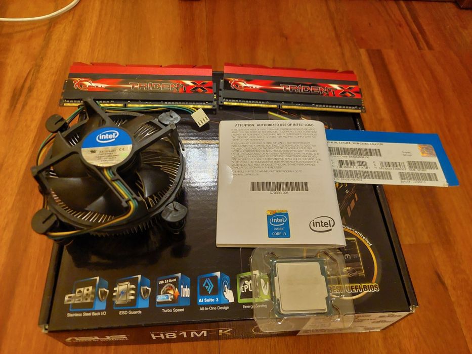 Płyta główna H81M-K + procesor Intel i3-4130 + RAM G-skill 8GB