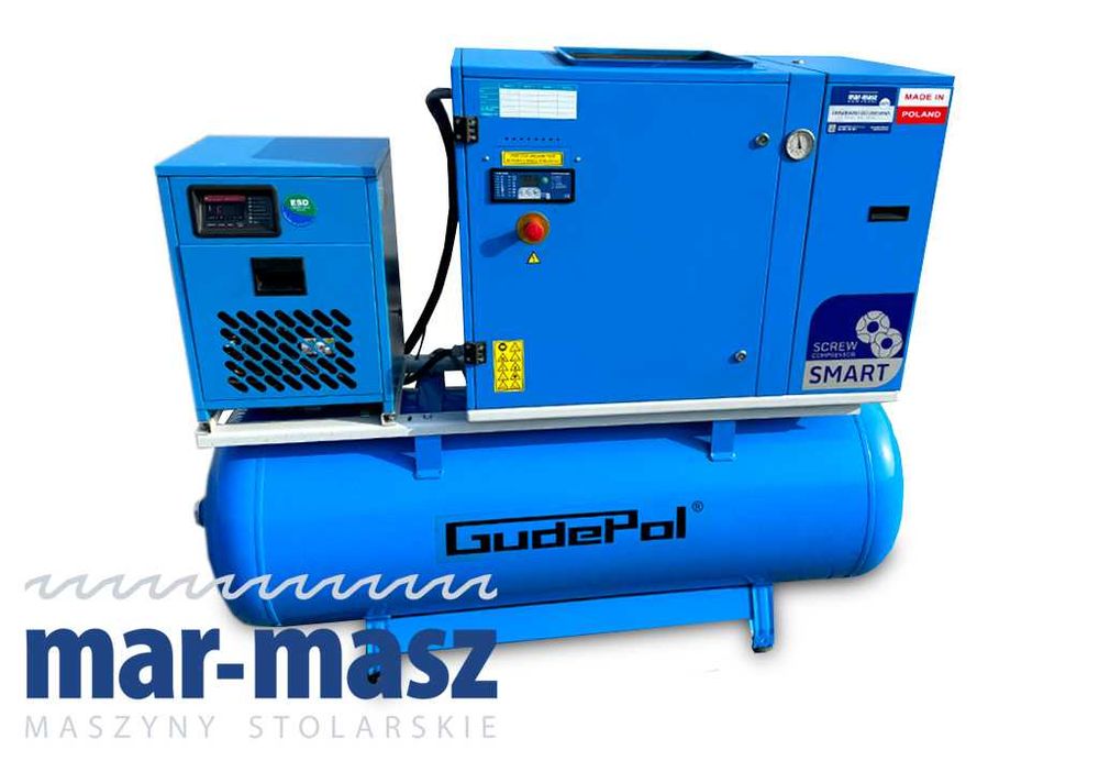 Sprężarka śrubowa GUDEPOL typ SMART-3G 11/10 zbiornik 500l z osuszaczem chłodniczym