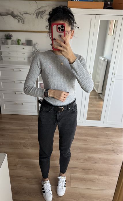 Sweter bawełna wełniany pleciony warkocz basic casual Jack Wills S