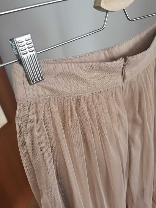 Spódnica maxi falbanki MAYA 32 bez wad pudrowy róż
