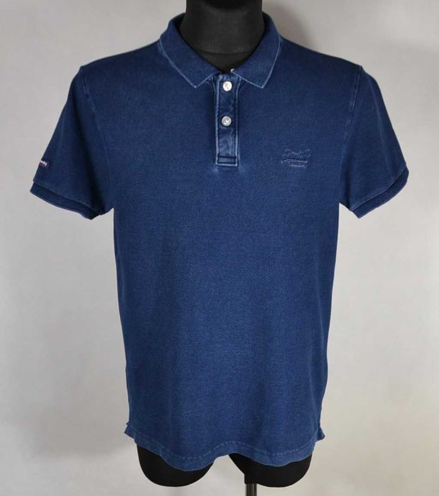 SUPERDRY Classic Indigo Polo Koszulka Męska XXL Oryginalna Super Stan