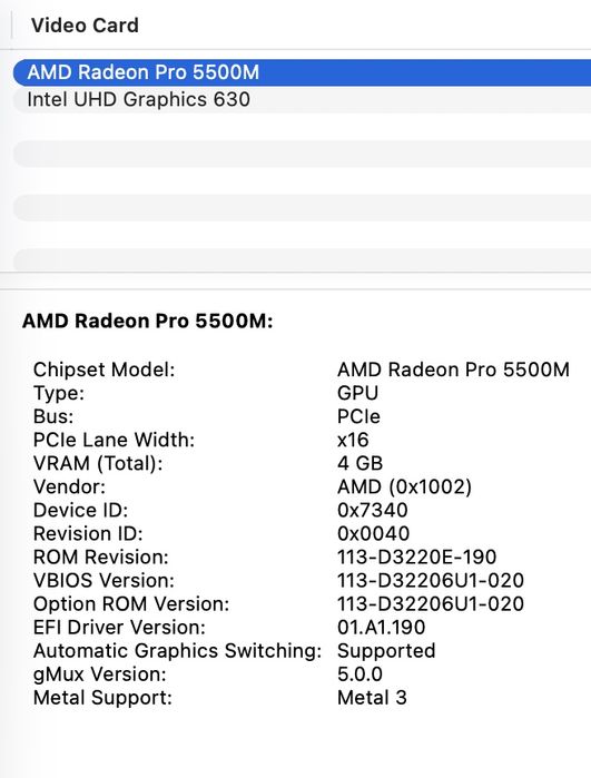 MacBook Pro 16 2019 8-Core i9 32GB RAM 512GB Radeon 4Gb