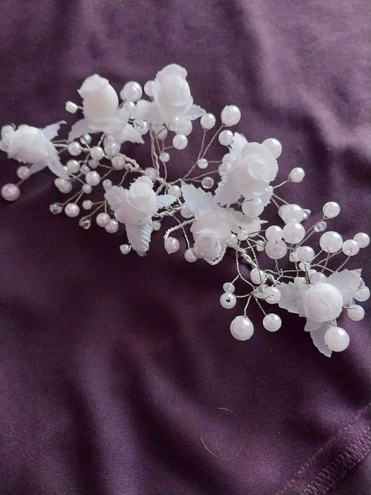 фата з бісером по краю  біла