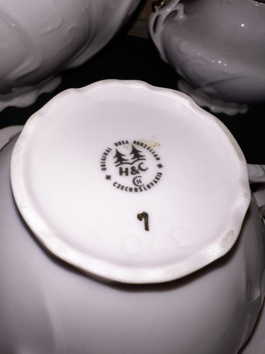 Porcelana czeska różowy serwis dla 6 os. Czechosłowacja h&c