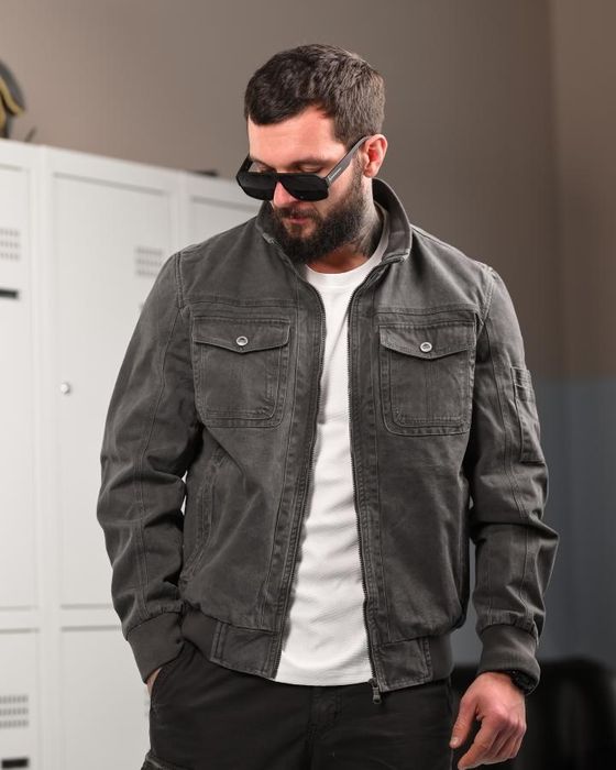 Міська куртка джинсова laze сіра для чоловіків стильна джинсова куртка