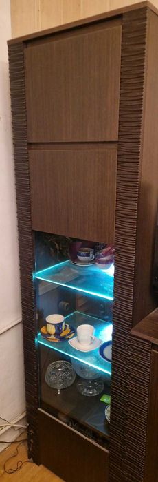 Meble, komoda  witryna RTV + słupek witryna + podświetlenie LED